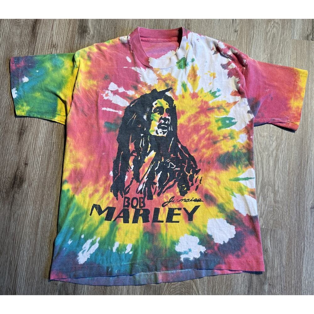 VTG 80s Bob Marley T Shirt Single Stitch Tie Dye Small Jamaica Reggae Festival